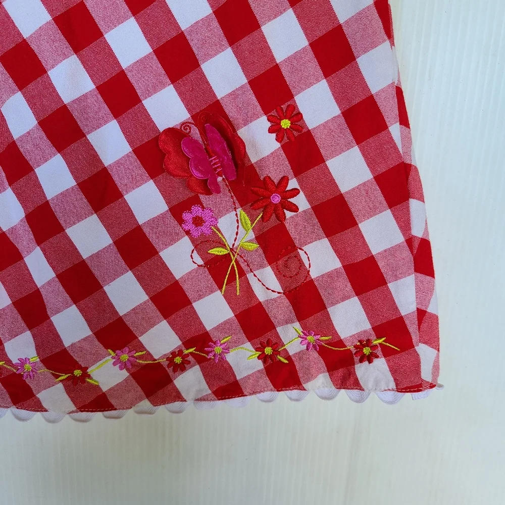 VINTAGE red gingham picnic plaid summer sundress girls size 4/5